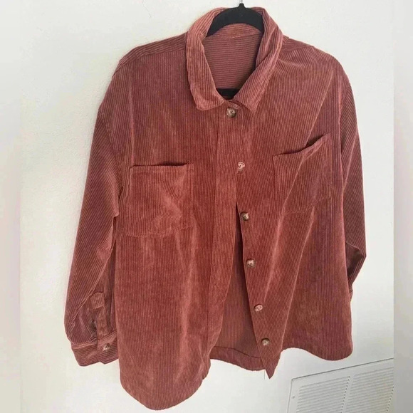 Oversized‎ Corduroy Shacket - Rust color - Picture 1 of 4